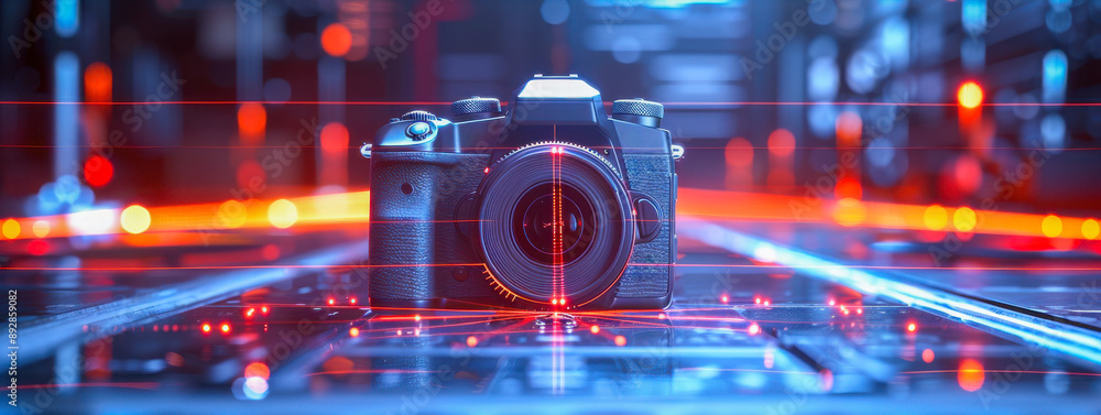 Fototapeta premium Futuristic Digital Interface with Red Elements