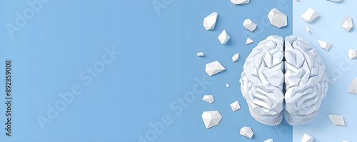 3d render of human brain on blue background. Medical biological banner with copy space. Concept for neurology, psychiatry, mental health. Prevention of brain diseases. World Alzheimer’s Month