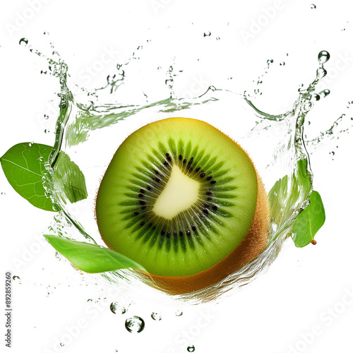 kiwi fruit with watersplash on white backround photo