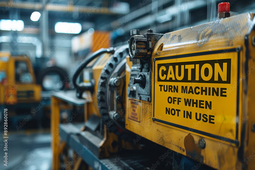 Safety Caution Sign in Industrial Setting Safety Caution Sign in Industrial Setting