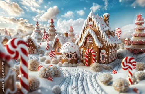 Gingerbread Village in Winter Wonderland