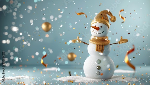 Snowman With Confetti and Ornament