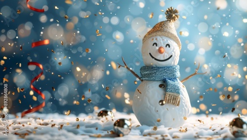 Snowman With Confetti and Ornament