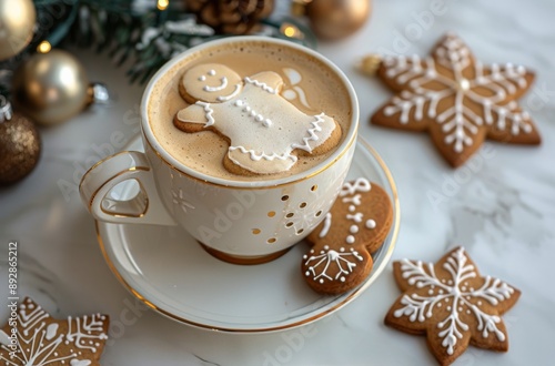 Gingerbread Man Cookie In Teacup