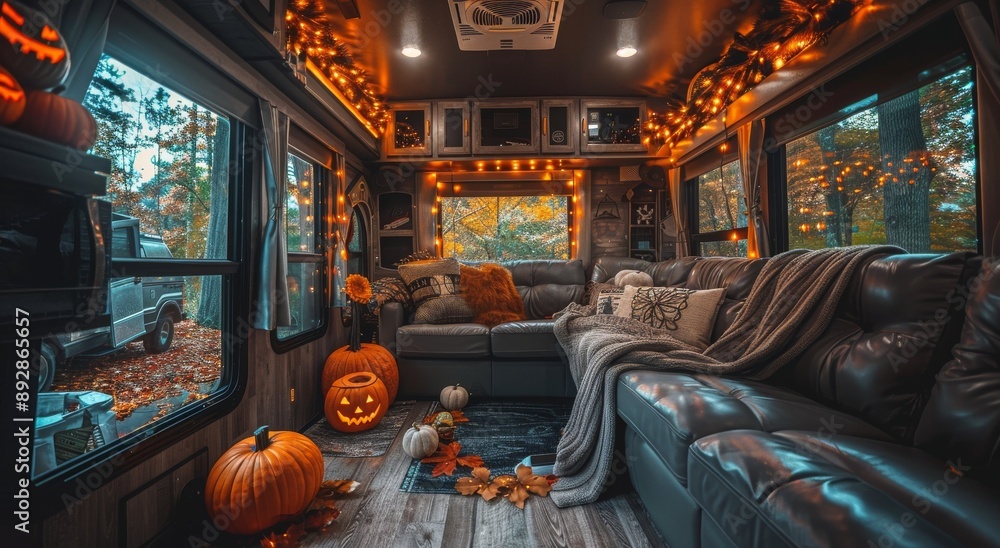 Naklejka premium Cozy Camper Halloween Decor