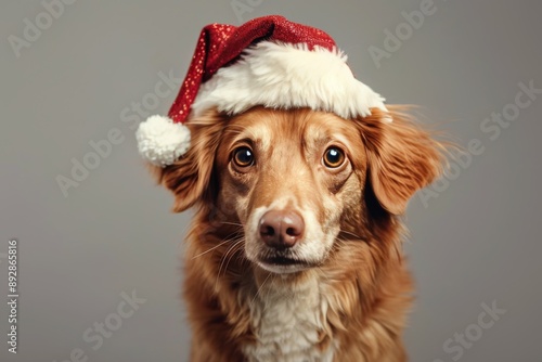 Dog Wearing Santa Hat