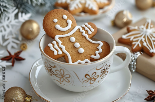 Gingerbread Man Cookie In Teacup