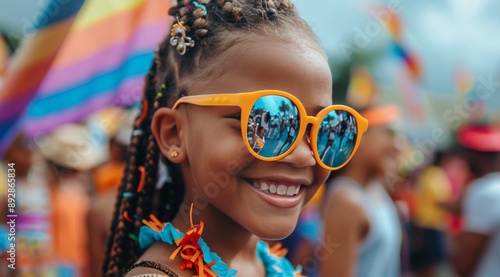 Girl Smiling In Sunglasses At Festival