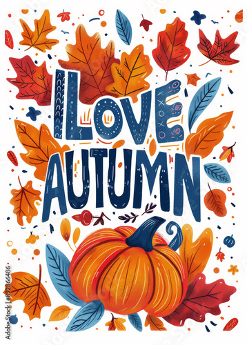 I Love Autumn Illustration