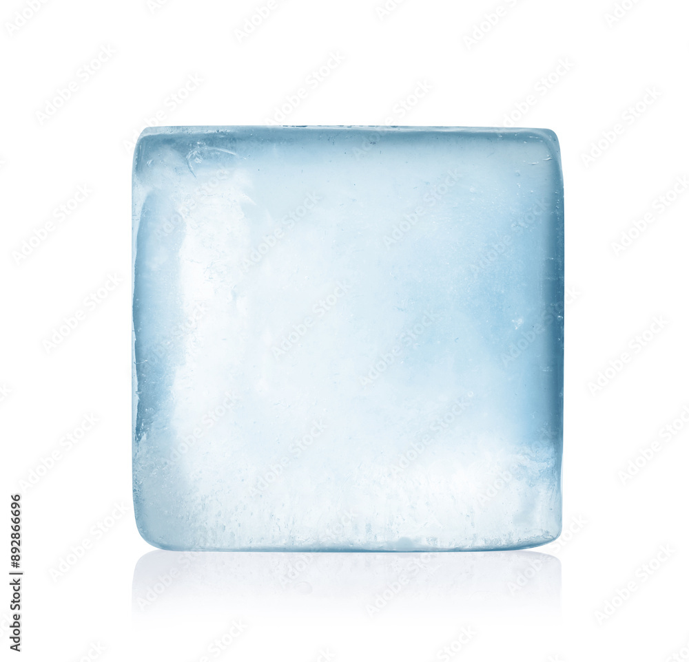 One crystal clear ice cube isolated on white One crystal clear ice cube isolated on white