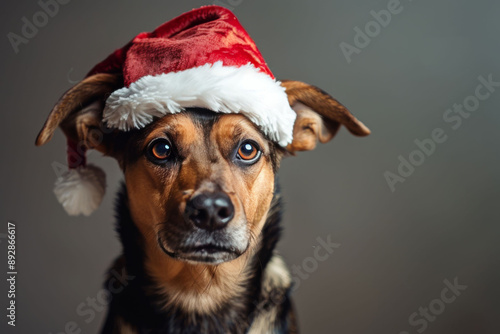 Dog Wearing Santa Hat