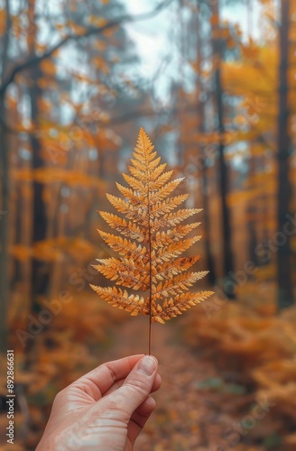 Autumn Fern in Forest