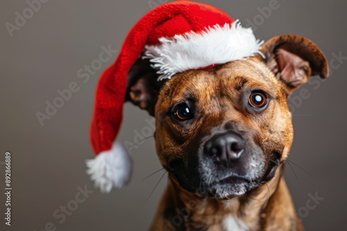 Dog Wearing Santa Hat
