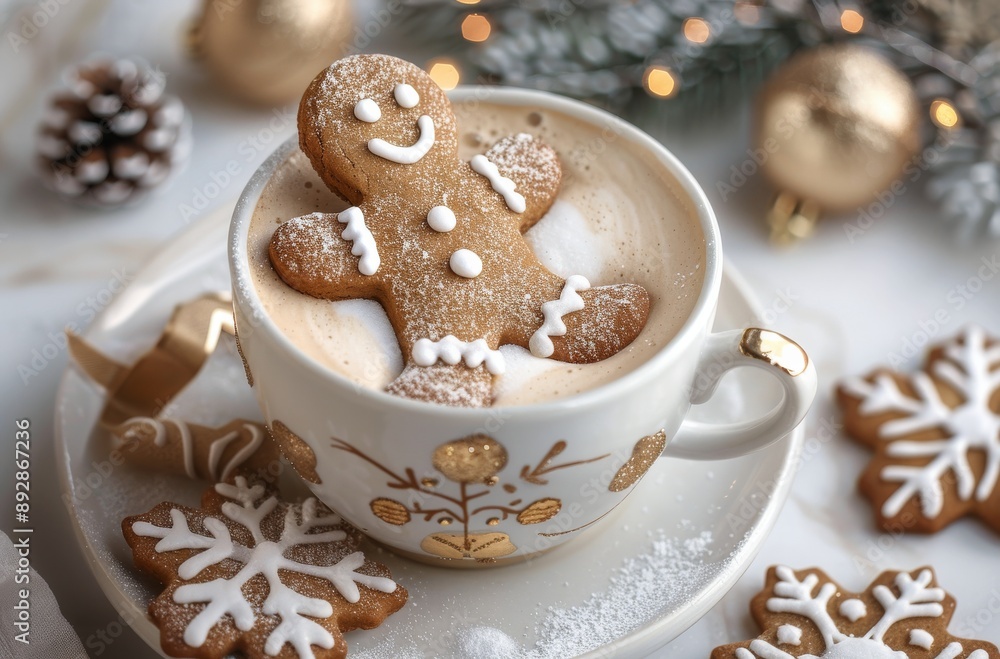 Gingerbread Man Cookie In Teacup Gingerbread Man Cookie In Teacup