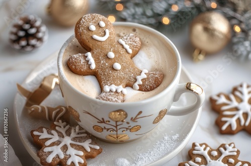Gingerbread Man Cookie In Teacup