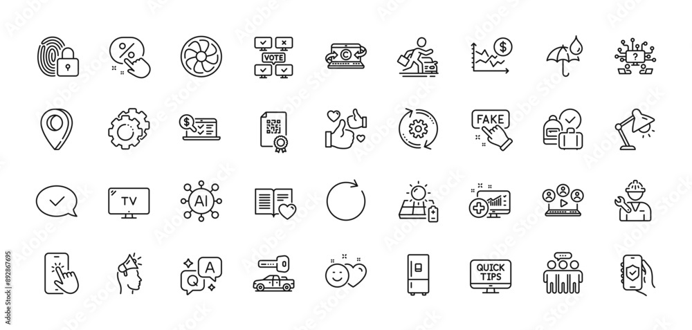 Copywriting notebook, Video conference and Discount button line icons pack. AI, Question and Answer, Map pin icons. Car rental, Security app, Cogwheel web icon. Vector Copywriting notebook, Video conference and Discount button line icons pack. AI, Question and Answer, Map pin icons. Car rental, Security app, Cogwheel web icon. Vector