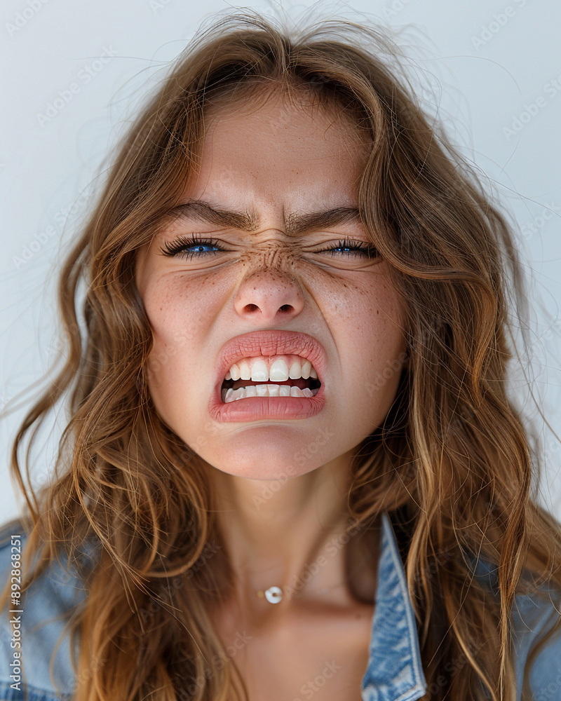 Girl with surprised and angry expression Girl with surprised and angry expression