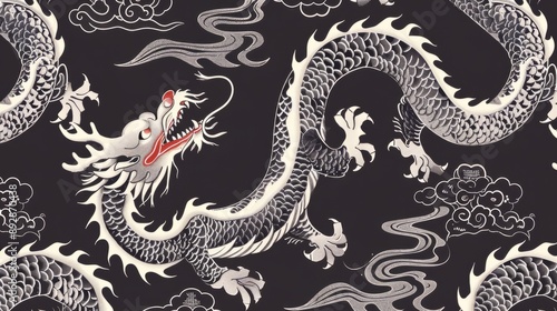 Hand drawn chinese dragon pattern photo