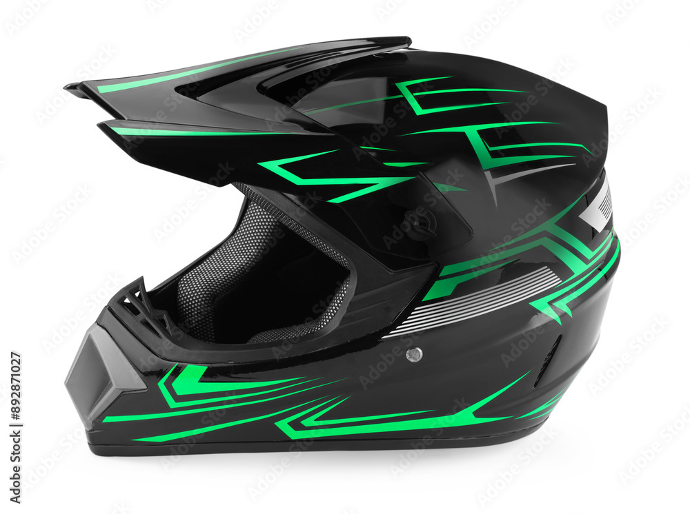Modern motorcycle helmet with visor isolated on white Modern motorcycle helmet with visor isolated on white