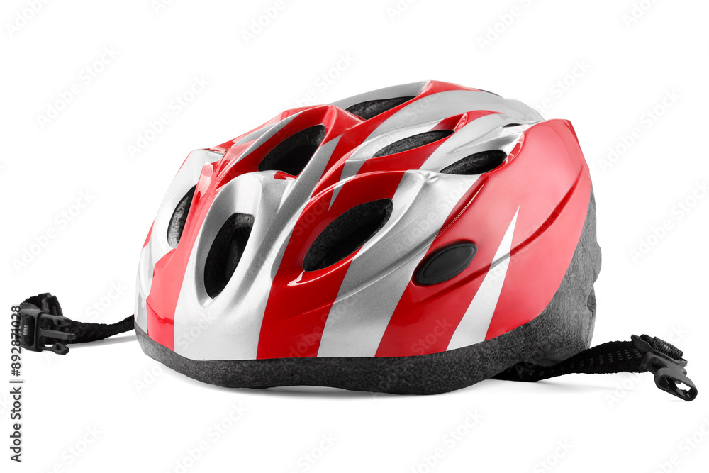 Fototapeta premium One colorful protective helmet isolated on white