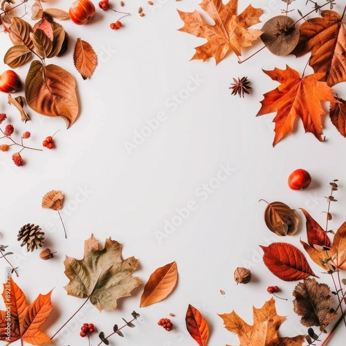 White Frame With Autumnal Decorations