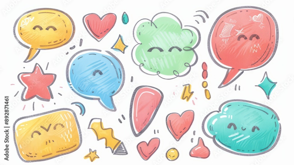 Hand drawn speech bubbles isolated Hand drawn speech bubbles isolated