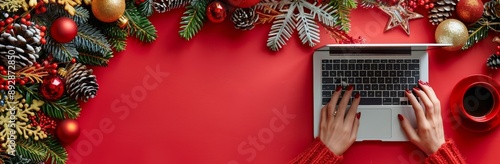 Christmas Laptop Work and Coffee
