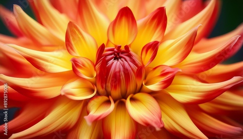 a beautiful red yellow dahlia macro photography