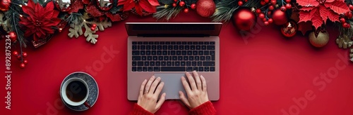 Christmas Laptop Work and Coffee