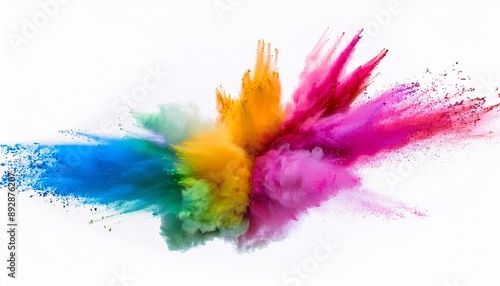 multi color powder explosion on white background