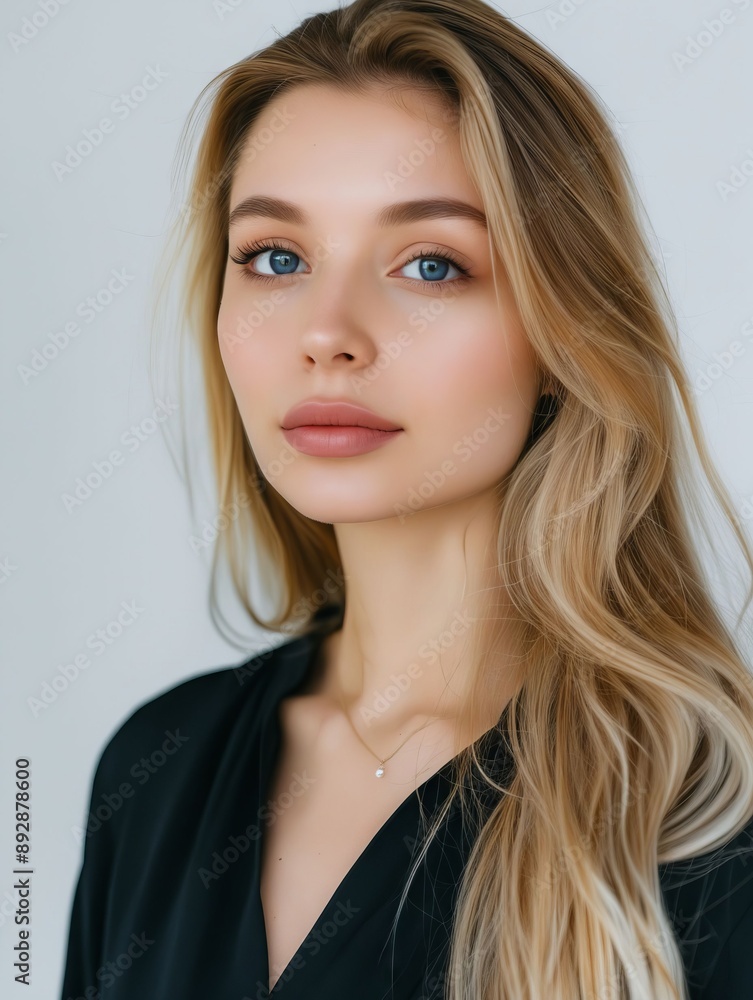Naklejka premium A beautiful blonde woman with blue eyes.