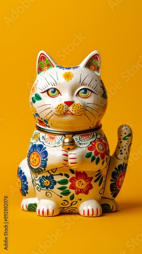 Wallpaper Mural  Lucky cats arrangement with green background Torontodigital.ca