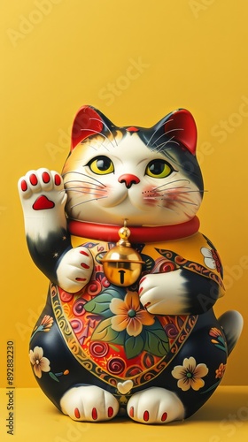 Wallpaper Mural  Lucky cats arrangement with green background Torontodigital.ca