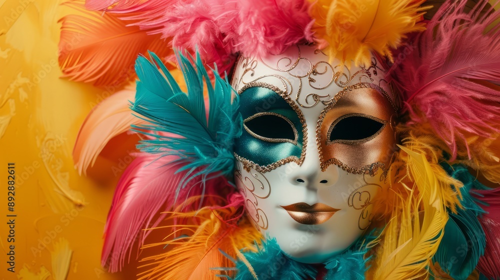 high angle of shiny carnival mask