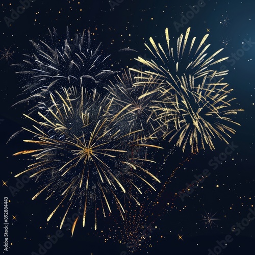 Illustration of a stunning display of fireworks lighting up the night sky photo