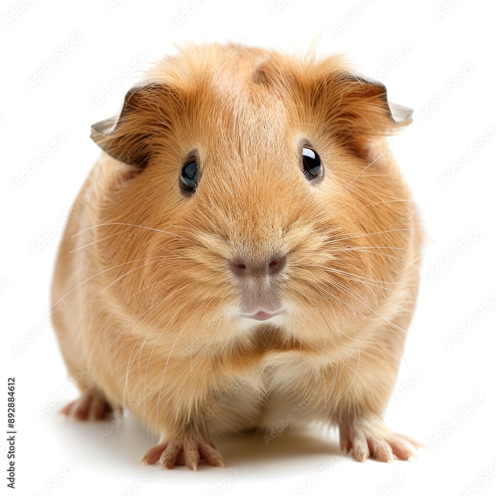 Isolated Guinea Pig: Closeup of Brown and Beige Domestic Animal with Furry Leg Isolated Guinea Pig: Closeup of Brown and Beige Domestic Animal with Furry Leg