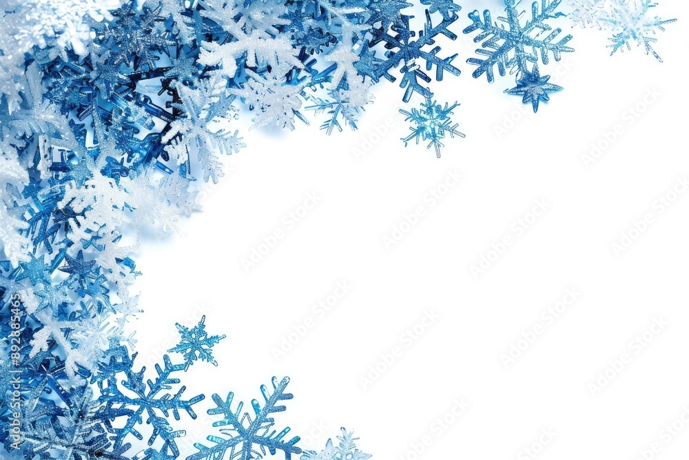 Snow Corner. Blue Snowflake Background for Winter and Christmas Designs Snow Corner. Blue Snowflake Background for Winter and Christmas Designs