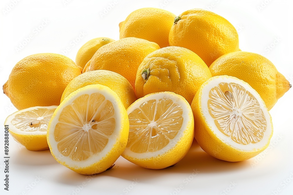 Fresh Whole And Cut Lemons On White Background Fresh Whole And Cut Lemons On White Background