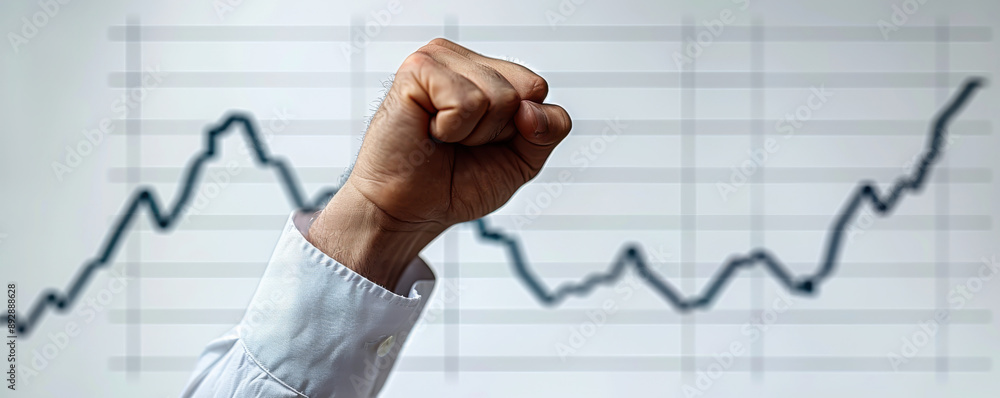 Businessman Celebrating Success with Rising Graph Businessman Celebrating Success with Rising Graph