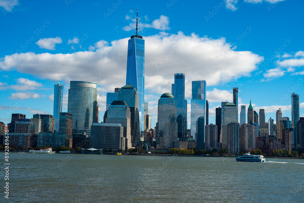 Manhattan's beautiful skyline, New York, United States. Panorama view of New York city skyline in Midtown Manhattan. USA NYC. American big city. Manhattan's beautiful skyline, New York, United States. Panorama view of New York city skyline in Midtown Manhattan. USA NYC. American big city.
