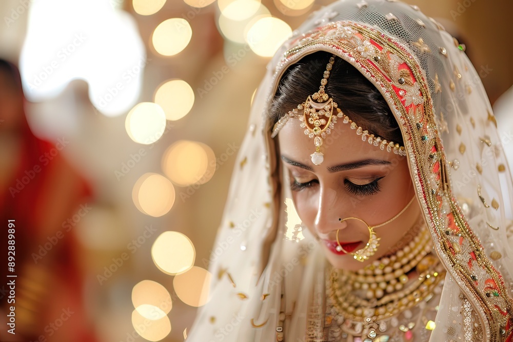 Beautiful Indian bride in traditional wedding attire Beautiful Indian bride in traditional wedding attire