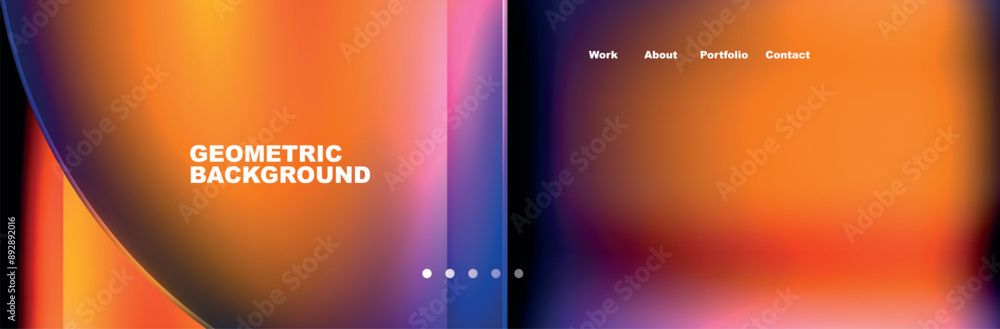 Fototapeta premium Round triangles and squares web site page template. Vector Illustration For Wallpaper, Banner, Background, Card, Book Illustration, landing page