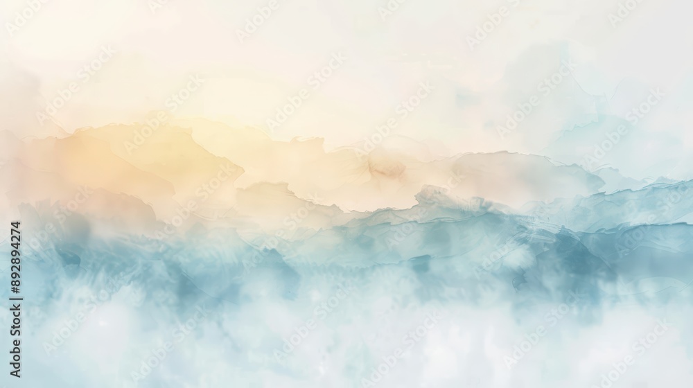 Fototapeta premium A calming wallpaper with a minimalist design of delicate watercolor brushstrokes in soothing hues