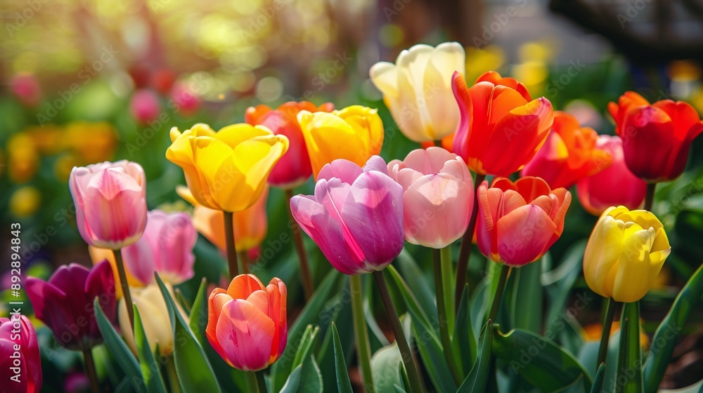 Fototapeta premium Tulips. Beautiful bouquet of tulips. colorful tulips. tulips in spring,colourful tulip