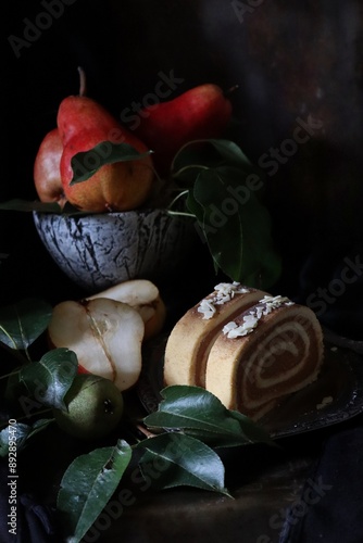 pear chocolate swissroll moodfood foodphotography photo