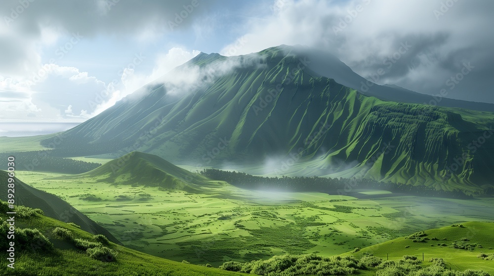 Mountain landscape ponta delgada island azores. landscape.