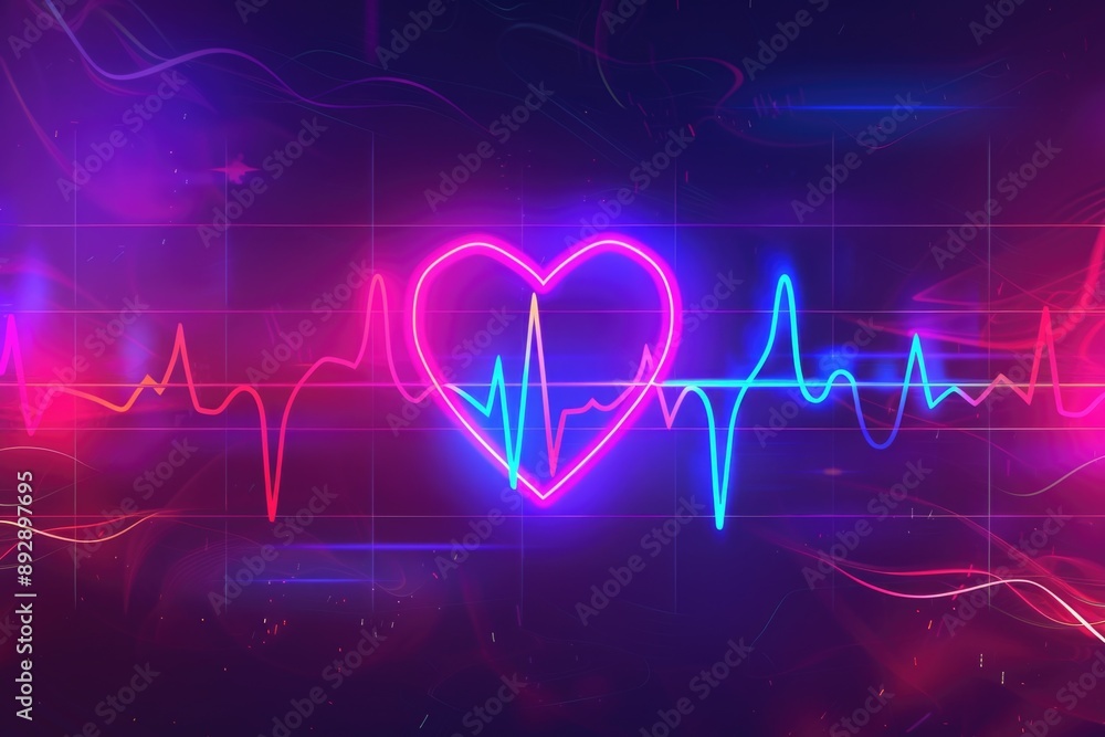 A neon icon representing a heartbeat, often used as a visual aid in presentations or social media posts A neon icon representing a heartbeat, often used as a visual aid in presentations or social media posts