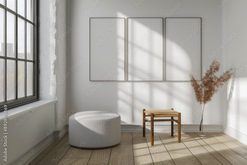 Office interior with a single chair and table Office interior with a single chair and table