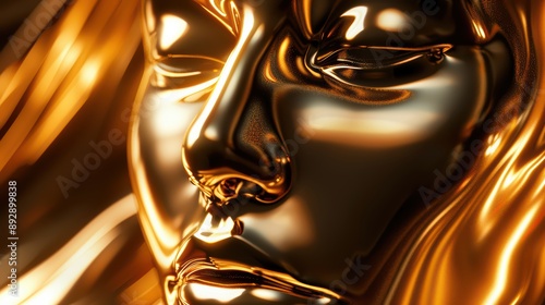 A close-up 3D wallpaper featuring the elegant and smooth contours of a golden girl's face