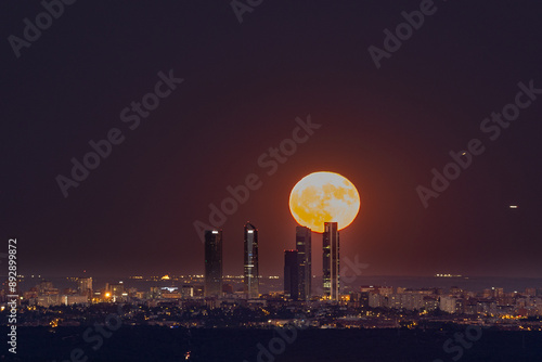 moon over the city Madrid 